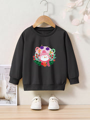 Cartoon Snowman Graphic Crew Neck Long Sleeve Sweatshirt Kids Christmas Gift