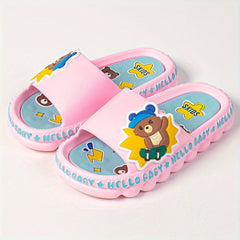 Boys Cartoon Open Toe Slippers Non Slip Lightweight Slippers