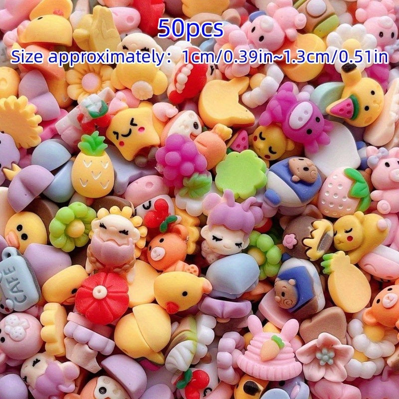 50 Mixed Small Flower Animal Resin Beads DIY Accessories