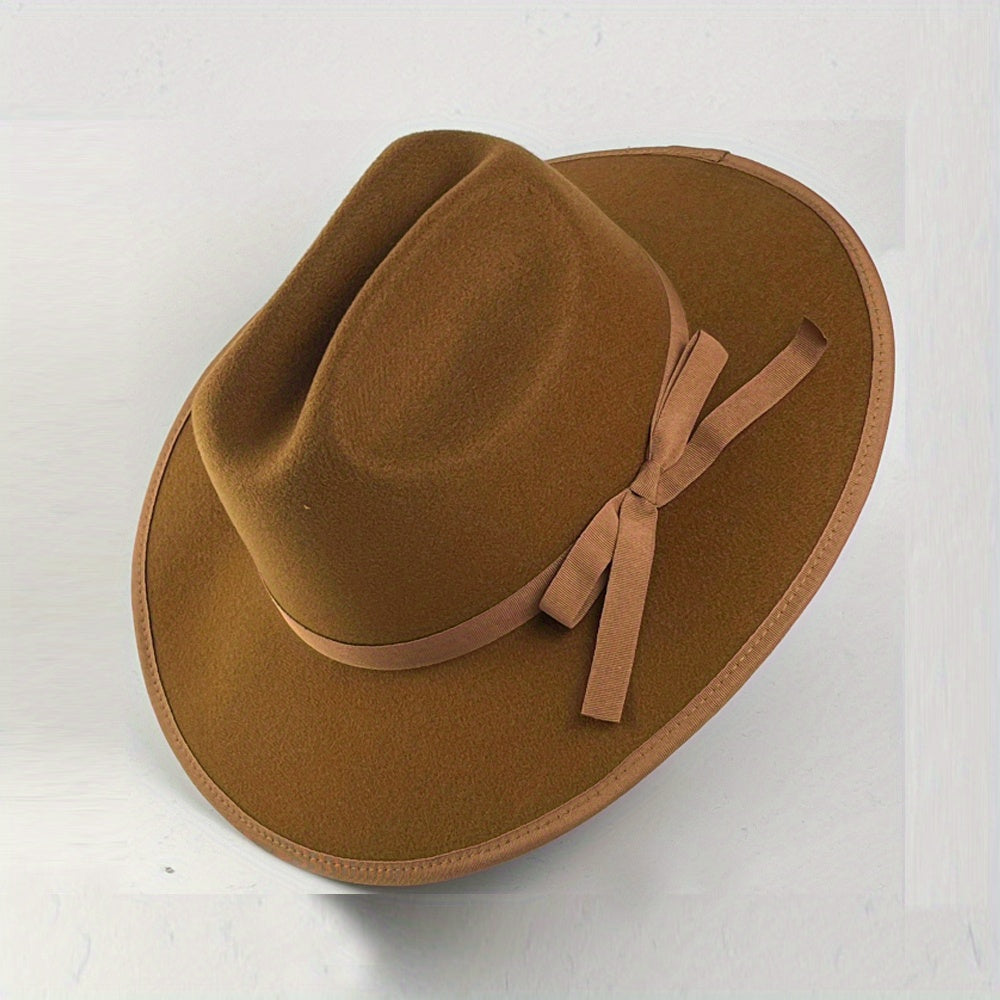 Green Wide Brim Felt Fedora Hat with Band & Feathers
