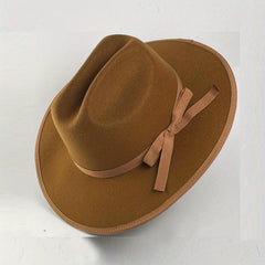 Green Wide Brim Felt Fedora Hat with Band & Feathers