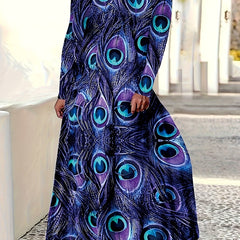 Women's Peacock Print Maxi Dress