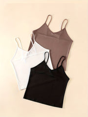 3 Pack Solid Cami Tops V Neck Summer Sleeveless Women's Clothing
