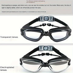 Adult Waterproof Anti-Fog Swimming Goggles with Silicone Cap