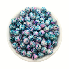 50pcs 8mm Double Multicolor Acrylic Beads Round Pearl Beads for Jewelry Making