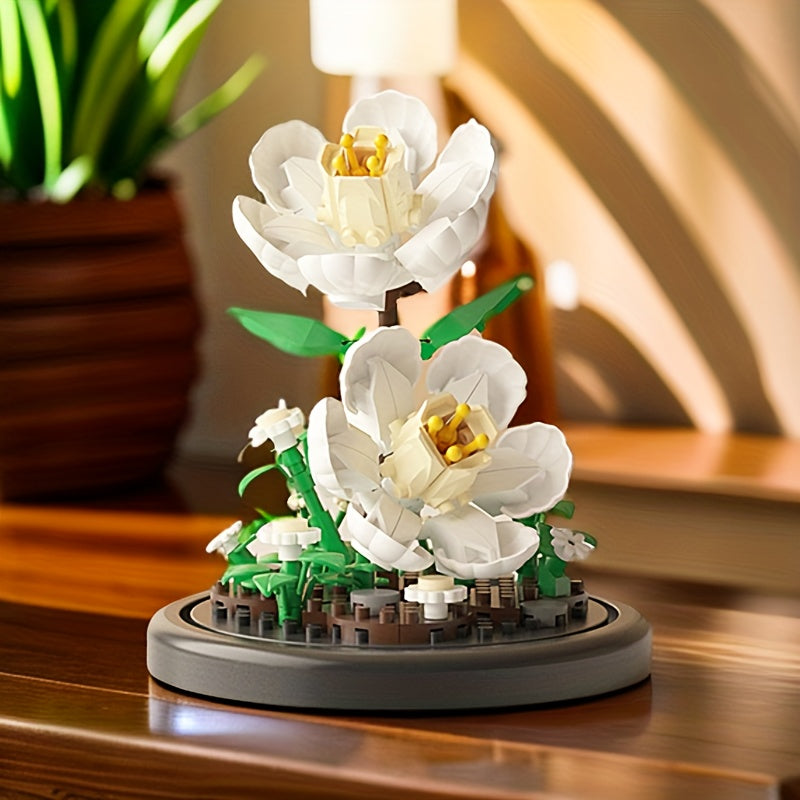 DIY Building Block Flower Bouquet Eternal Rose Peony Sunflower Gardenia Lily Tul