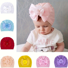 Baby Turban Headwrap Soft Bow Knotted Hat for Newborn