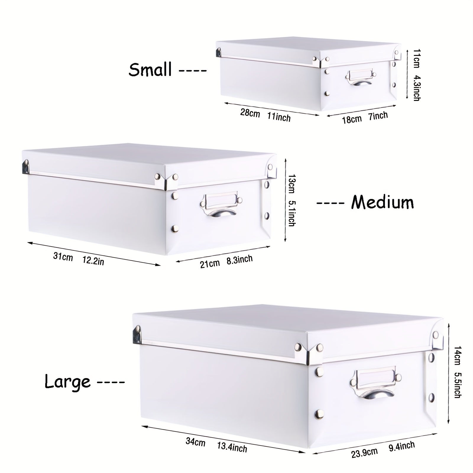 Decorative Storage Box Set of 3 Plastic with Lid Moisture-proof Foldable