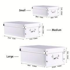 Decorative Storage Box Set of 3 Plastic with Lid Moisture-proof Foldable