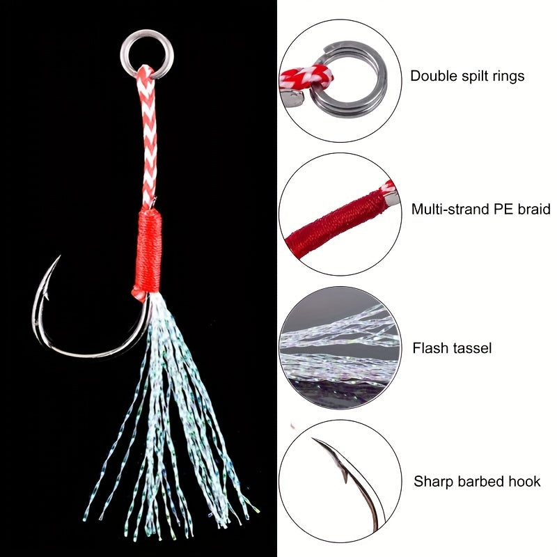 20pcs Fishing Assist Jigs Hooks Kit Slow & Fast Jigging Lure Hooks 9-15