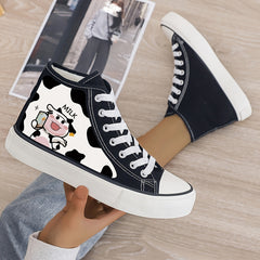Cow Print Plush Lined Chunky Sneakers