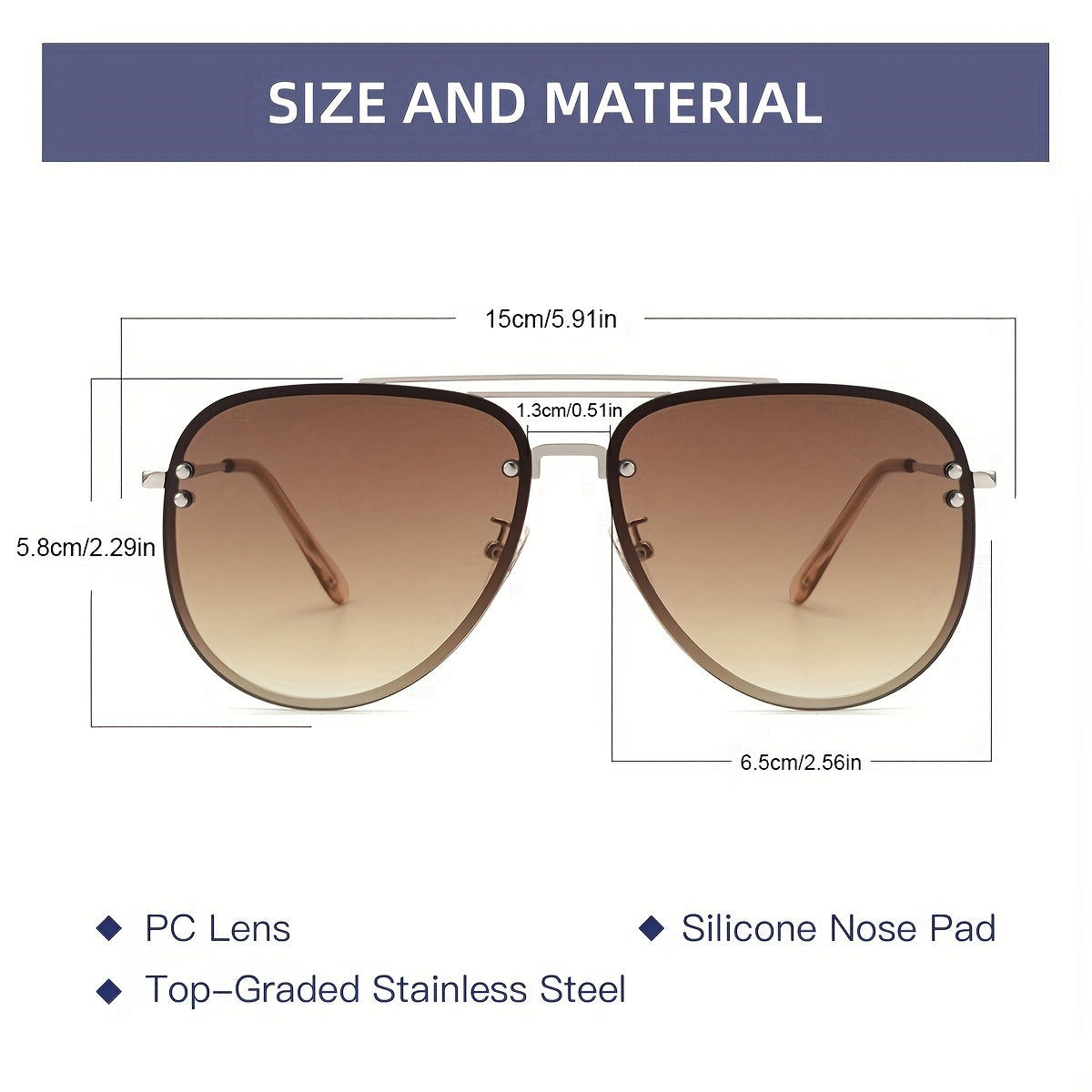 OUWEN Oversized Aviator Polarized Sunglasses Gradient Tea Lens
