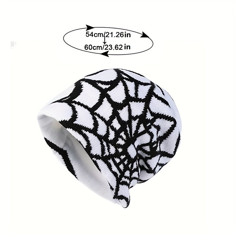 Spider Pattern Knitted Winter Hat - Halloween Gift