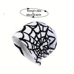 Spider Pattern Knitted Winter Hat - Halloween Gift