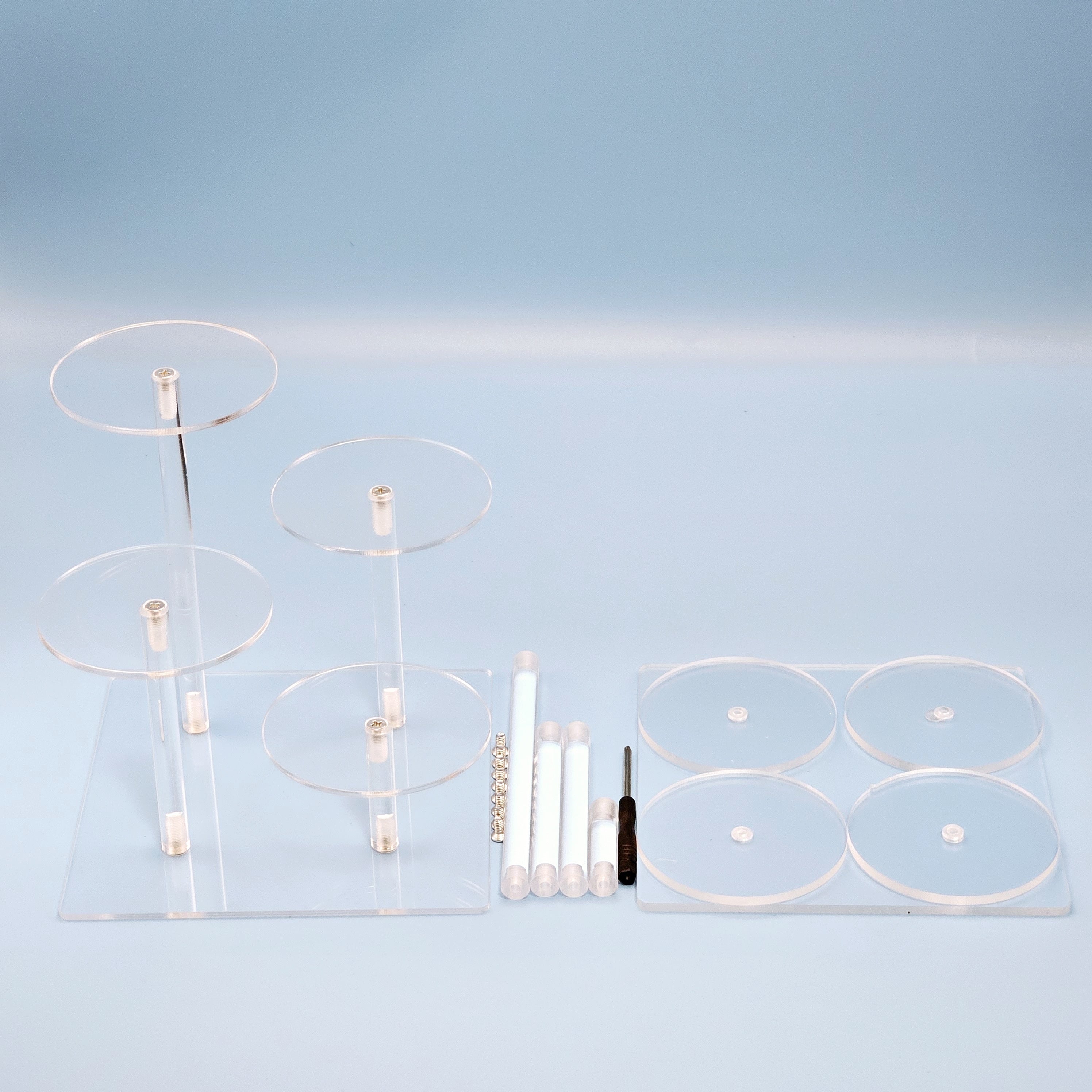 Acrylic Clear Display Rack Tier Square Round Storage Holder Desktop