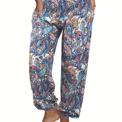 Paisley Print Elastic Waist Jogger Pants for Women