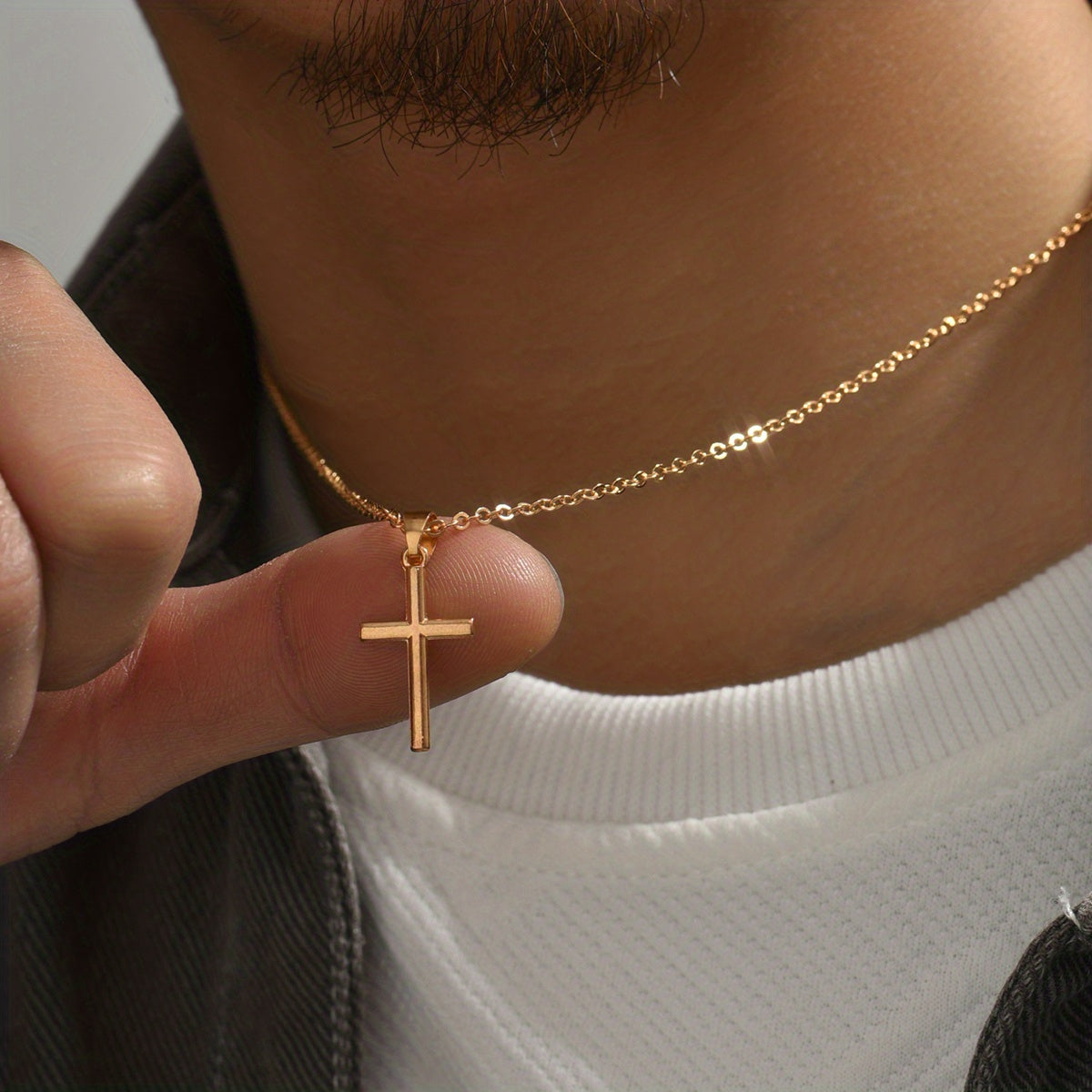 European/American Style Men's Cross Pendant Necklace - Initial Gift Decoration