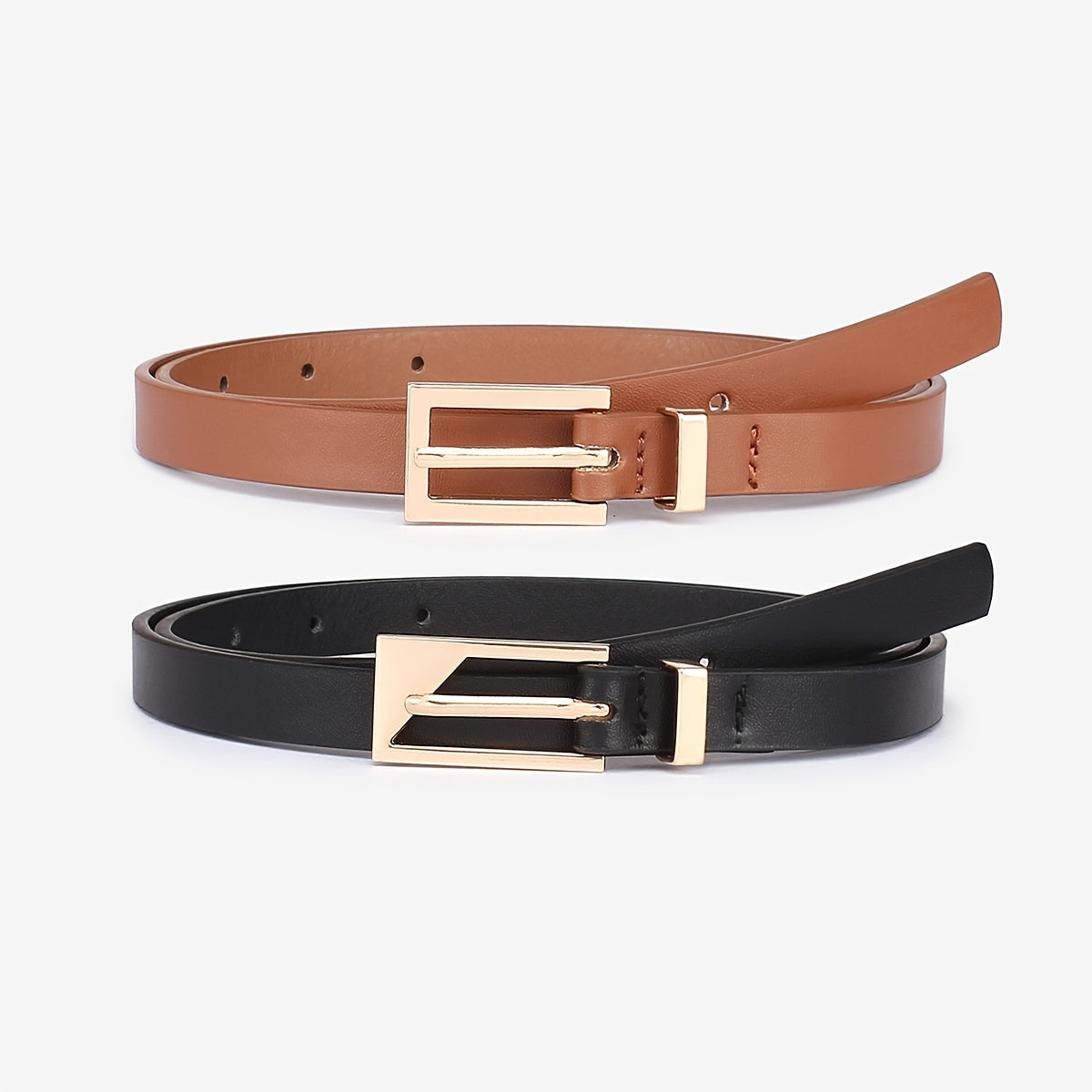 Golden Square Buckle PU Leather Belt for Girls
