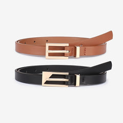 Golden Square Buckle PU Leather Belt for Girls