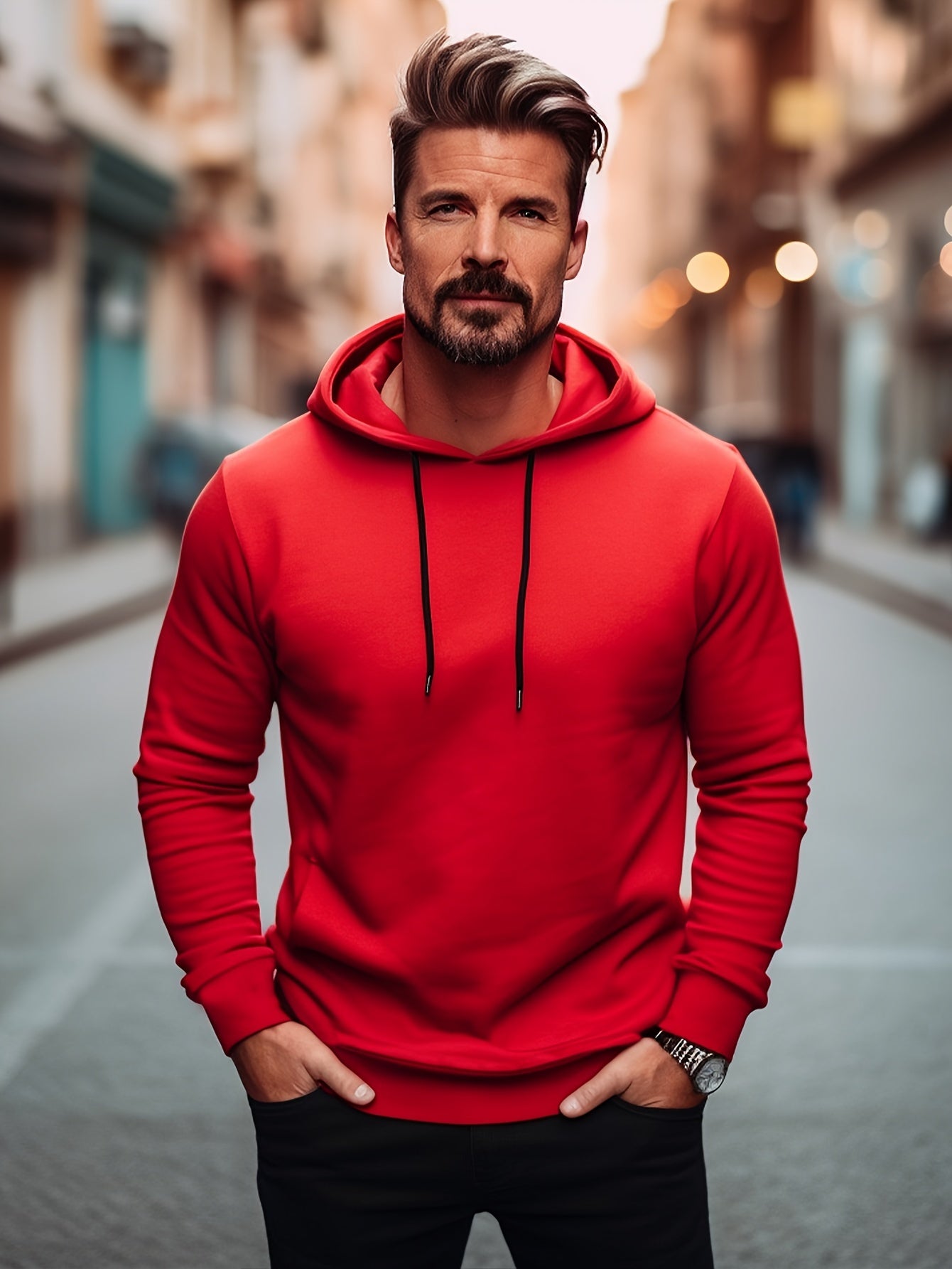 Men's Casual Hoodie Drawstring Pullover Sweatshirt