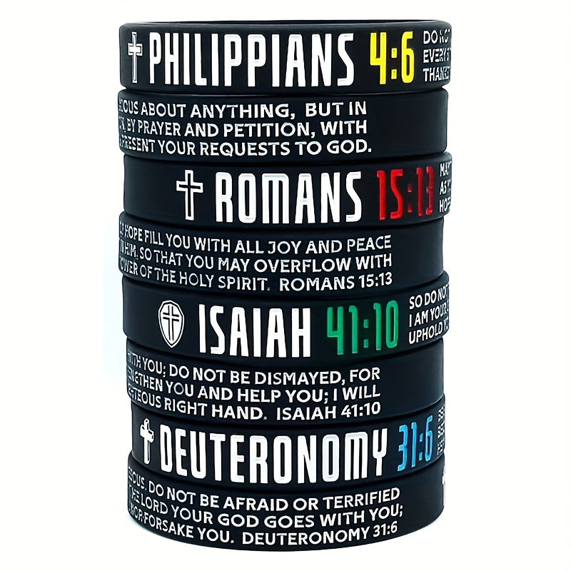 4pcs Letter Pattern Silicone Bracelet Waterproof Rubber Wristband