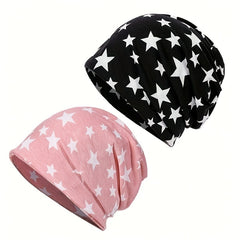 Pentagram Print Couple Beanie Elastic Skull Cap Chemo Hats