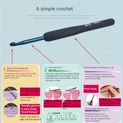 Crochet Needle Set Stainless Steel Soft Handle DIY Sewing 2.0mm-6.0mm