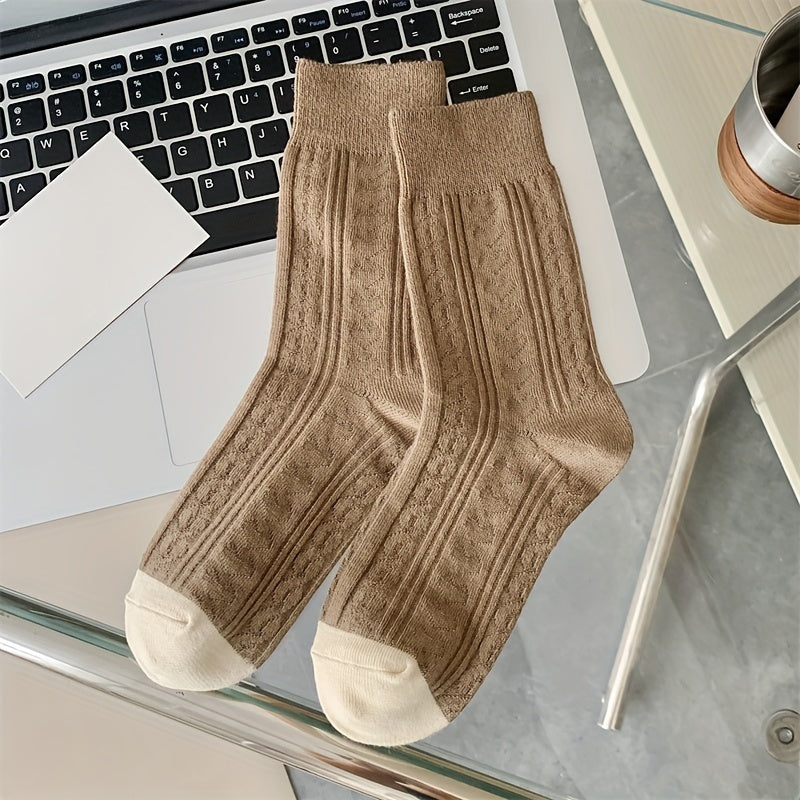 Striped Crew Socks Comfy & Breathable Women's Stockings