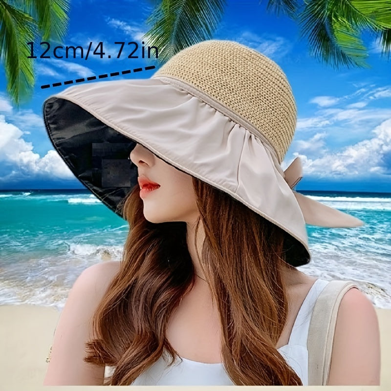 Summer Sun Hat Bowknot Straw Bucket Hat Beach Hats
