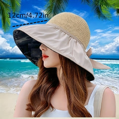 Summer Sun Hat Bowknot Straw Bucket Hat Beach Hats