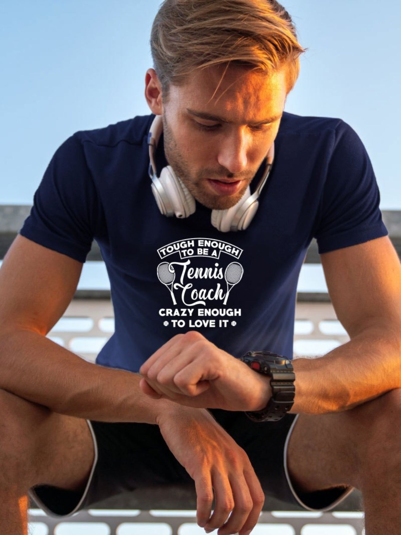 Tough Tennis Coach Men's Letter Print T-shirt