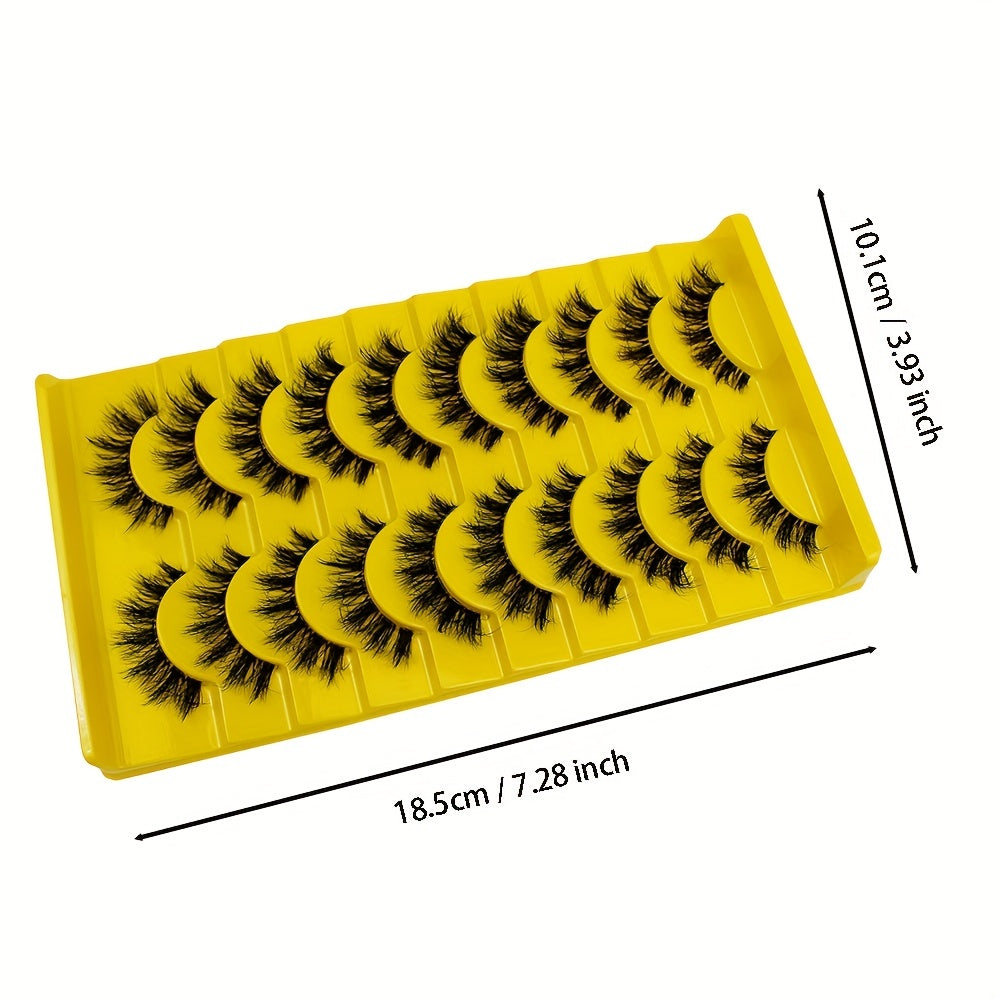 10 Pairs 6D Mink Lashes Fluffy Soft Wispy Natural Cross Eyelashes