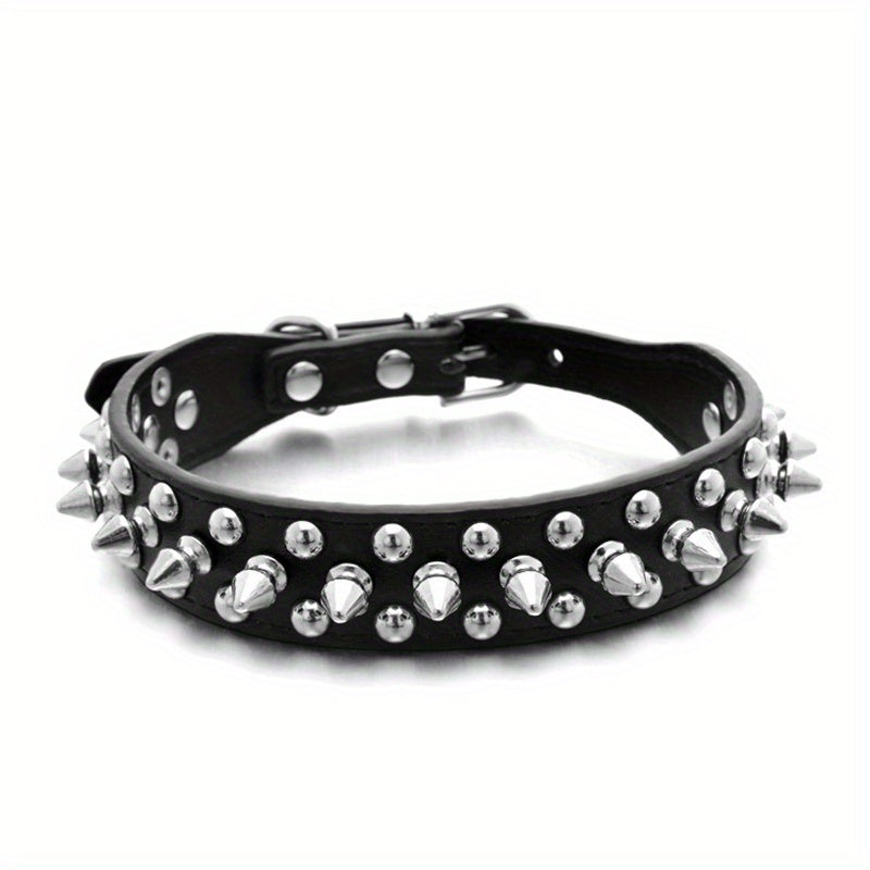 PU Leather Dog Collar Spiked Rivets Small Medium Dogs