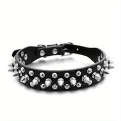 PU Leather Dog Collar Spiked Rivets Small Medium Dogs