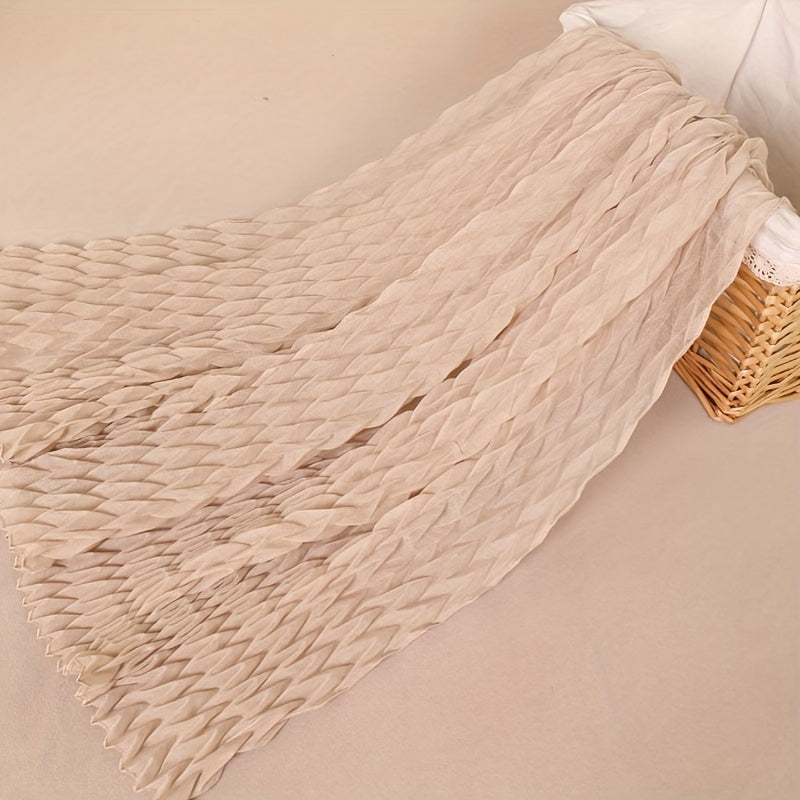 Pleated Voile Hijab Solid Scarf Casual Sunscreen Shawl Women Head Wrap Turban