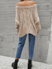 Solid Cable Off Shoulder Sweater