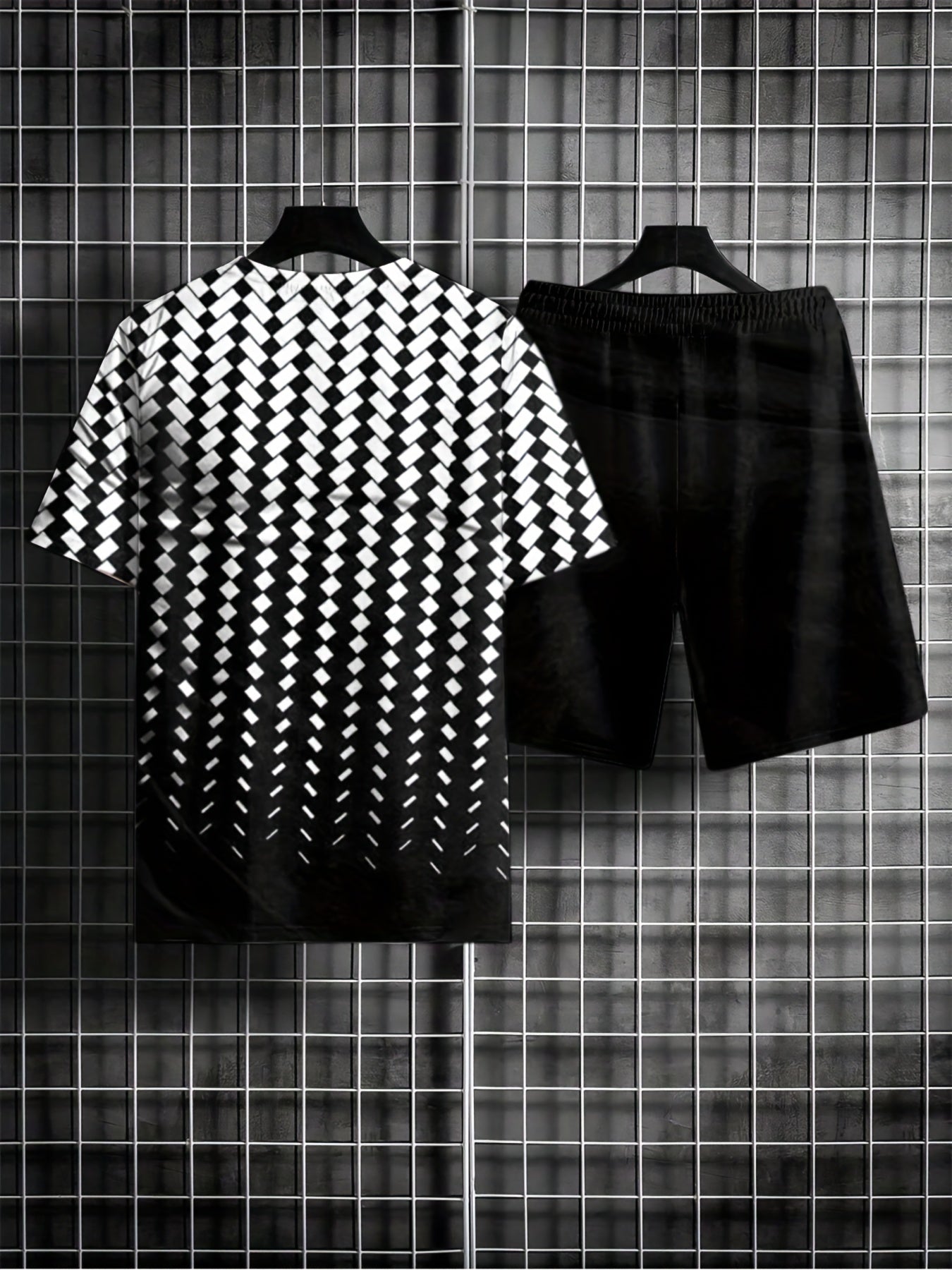 Men's Casual Summer 2Pcs Outfit: T-shirt & Drawstring Shorts Set