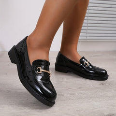 Women's Buckle Decor Loafers Slip On Shoes