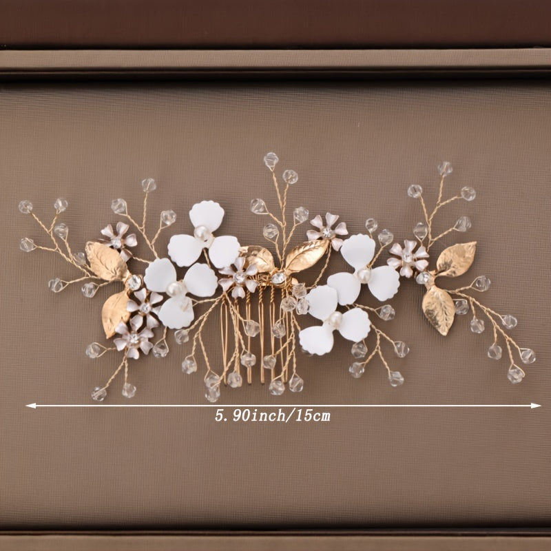 Faux Pearl Flower Hair Comb Bridal Wedding Hair Accessories
