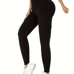 Women's Cargo Pockets Leggings High Waisted Tummy Control No See Through