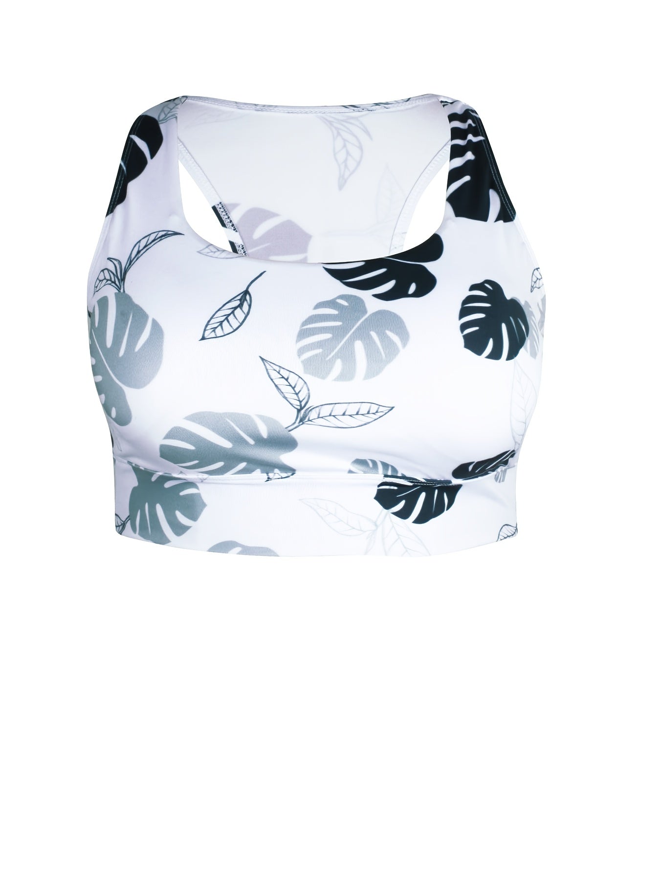 Leaf Print Racer Back Sports Bra