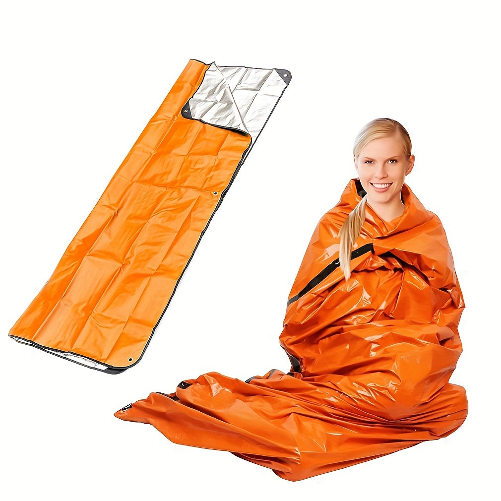 Emergency Outdoor Reflective Blanket, Orange Aluminized Film Camping Sleep