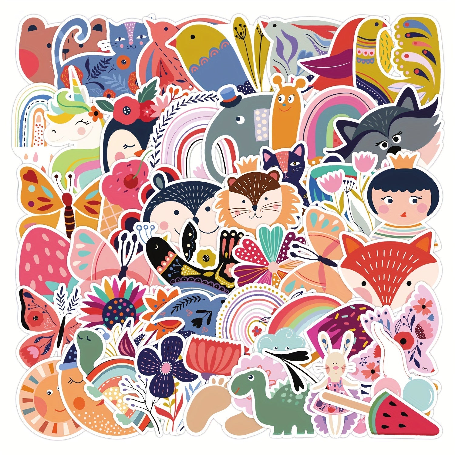 50pcs Cartoon Exotic Series Graffiti Stickers Waterproof DIY Diary Sticker Pack