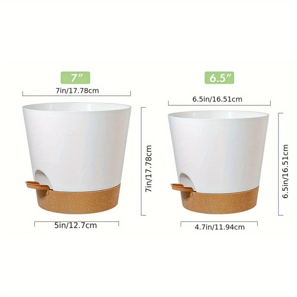 Self-Watering Plastic Flower Pots - Set of 1