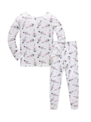 Kid's Unicorn Pajamas Set Long Sleeve Top & Pants, Cloud Star Print Loungewear