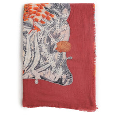 Vintage Sheer Wool Print Shawl Winter Warm Scarf