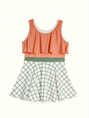 Girls Ruffle Trim Sleeveless Swimwear Bathing Suit Summer Clothes