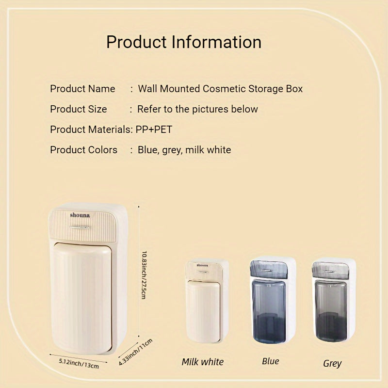 Rotatable Wall Mounted Storage Box Waterproof Cosmetic Skincare Organizers