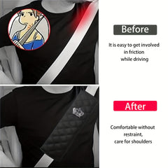 Crown Seat Belt Shoulder Protector Rhinestone PU Leather