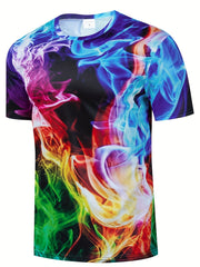 Colorful Men's Graphic T Shirt for Spring & Summer